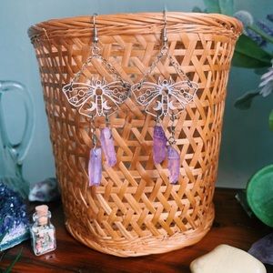 Handmade by me Purple quartz butterfly earrings